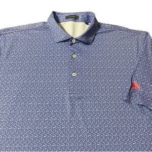 NWOT Turtleson Raintree Golf Polo Shirt Logo Spandex Blend Geometric Blue XL Men